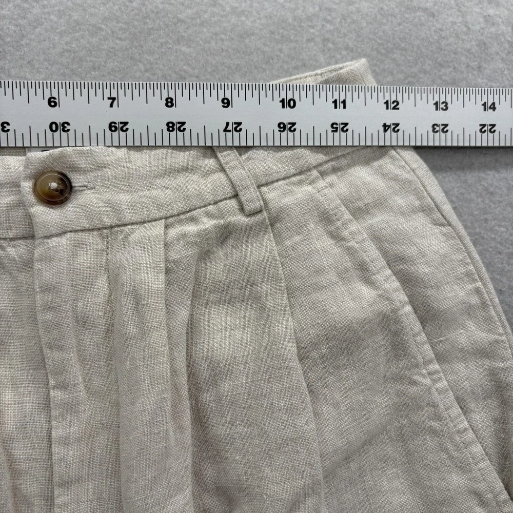 Reformation Alex Linen Pleated Pants Womens 2P Beige Relaxed Mid Rise Summer
